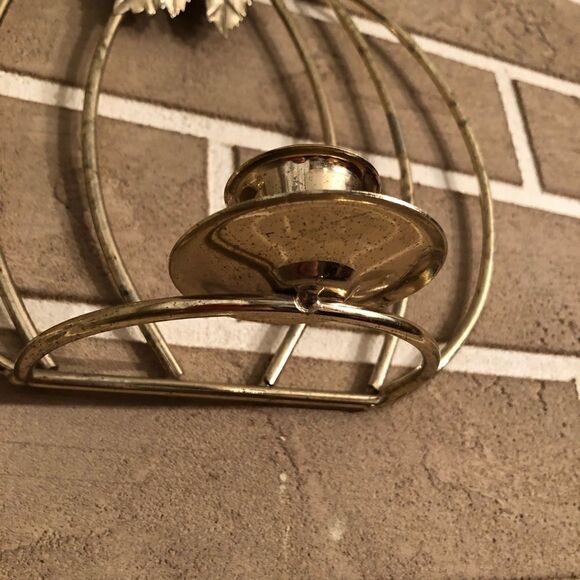 Vintage Pumpkin Wall Hanging Candlestick Holders in Gold Lot of 2 - Picture 7 of 15